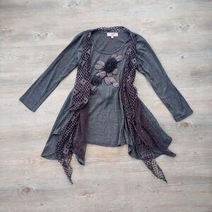 Y2K Floral Distressed Sequin Gothic Fairy Top